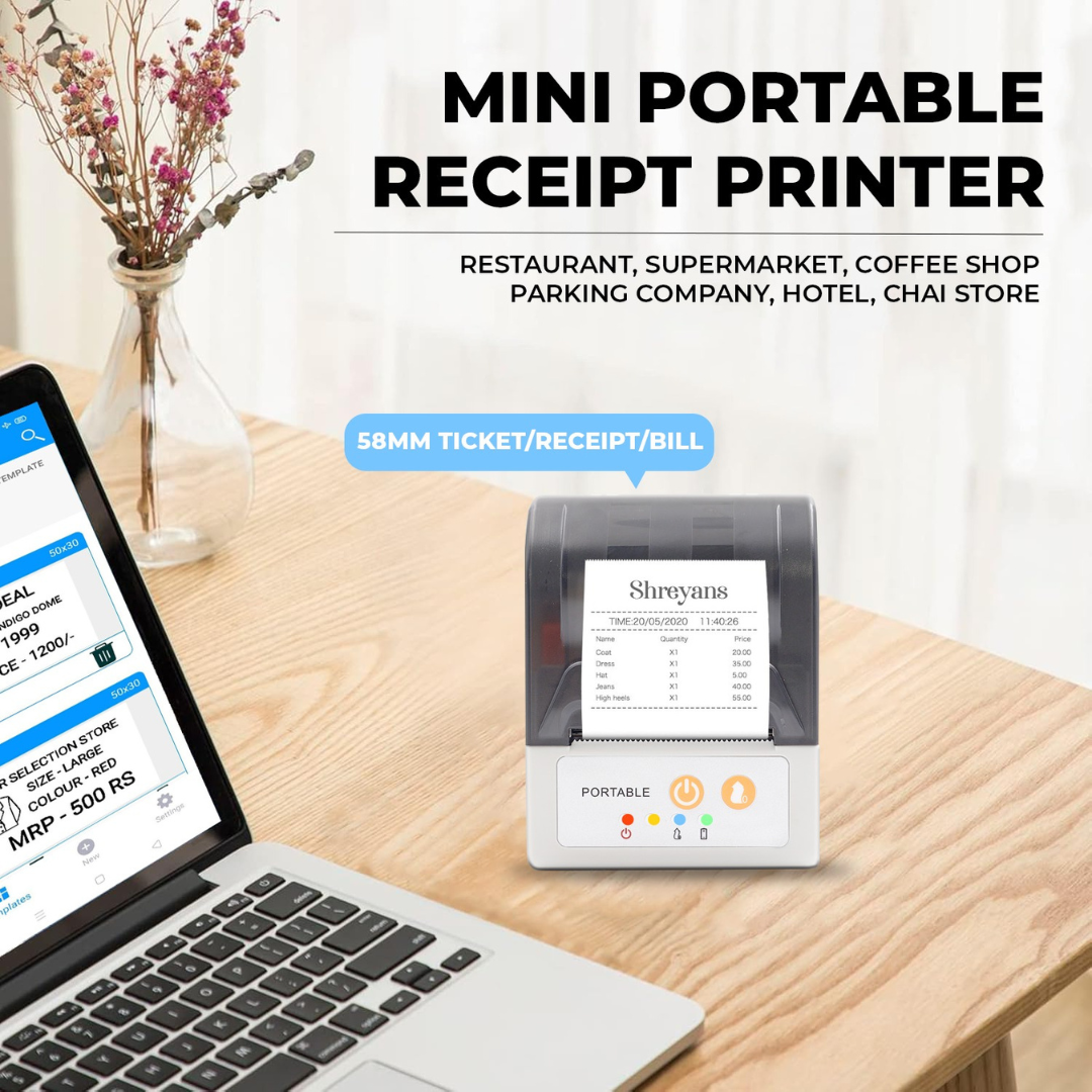 ASOL201 2inch Receipt Printer | 58mm Portable Receipt Printer | Battery | With Auto cutter