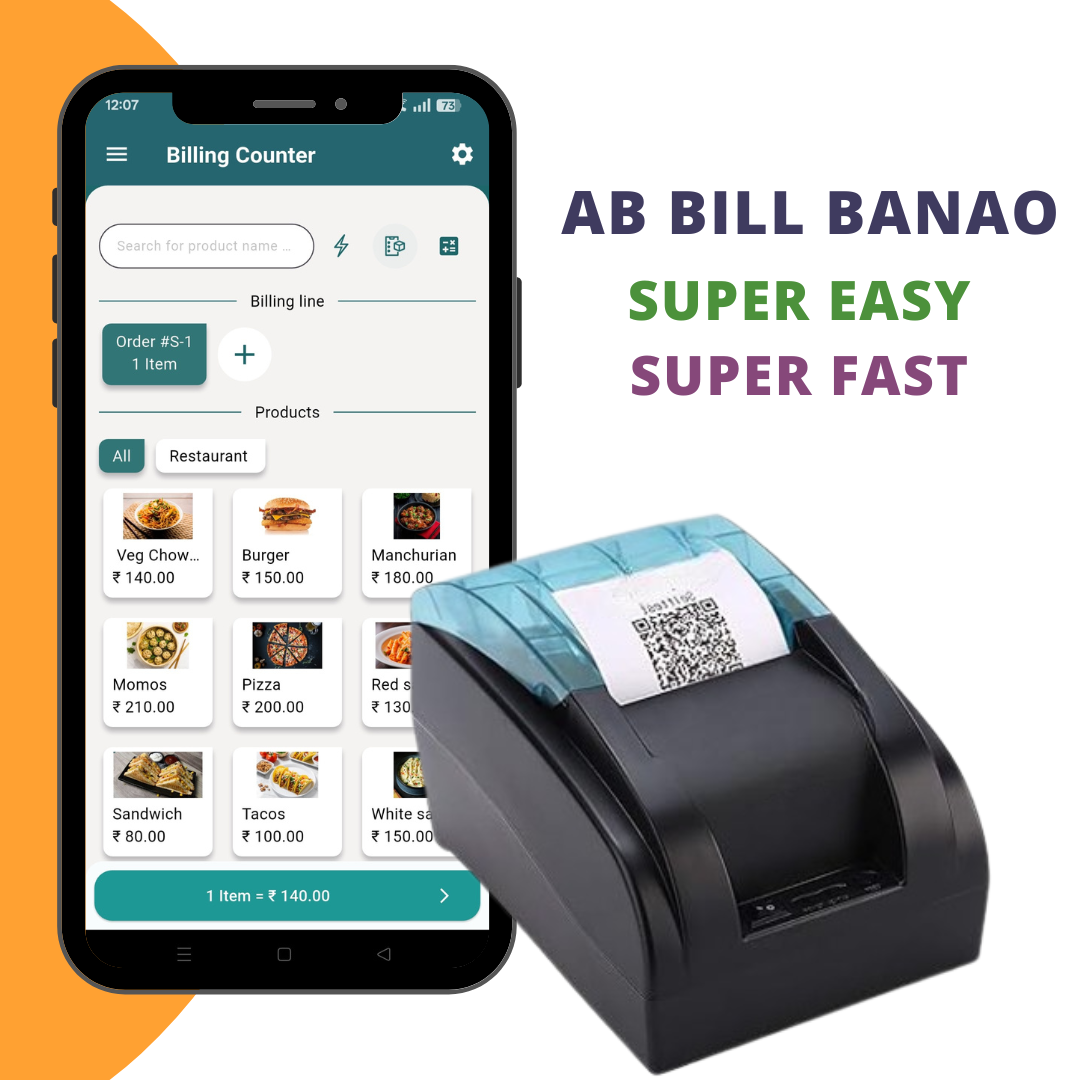 ASOL 2inch Receipt Printer with Billing App | 58mm Receipt Printer