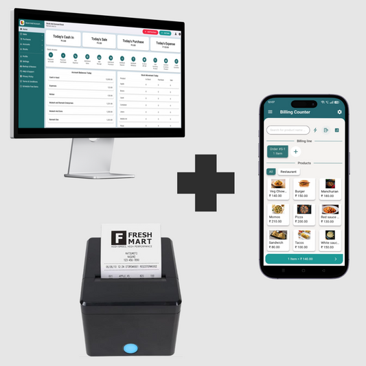 ASOL 3inch Receipt Printer with Billing Software & App | 80mm Receipt Printer